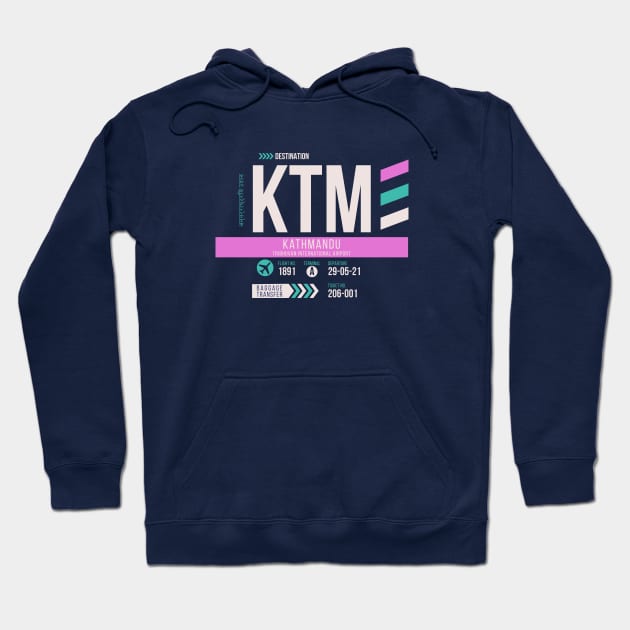 Kathmandu (KTM) Airport Code Baggage Tag Hoodie by SLAG_Creative